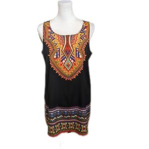🔥 Alya black and colorful tribal print dress - medium